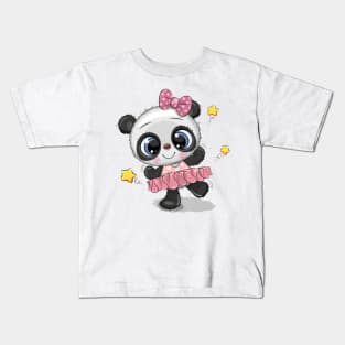 Cute panda in a dress Kids T-Shirt